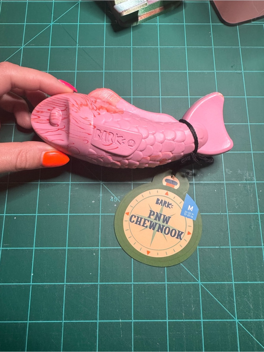 BARK PNW Chewnook Medium Pink Salmon Chew Toy - Picture 2 of 5